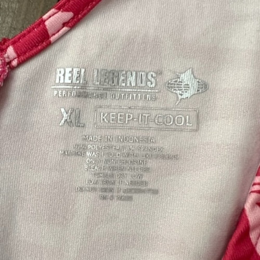 Reel Legends Keep It Cool Pink Dress Short Sleeve Palm Frond Print - Picture 6 of 6